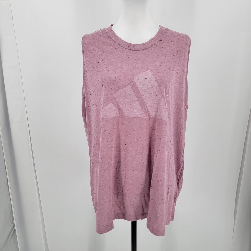Adidas Tank Top Womens 2X Winners Tank Speckled Pink Mauve Loose Fit NEW
